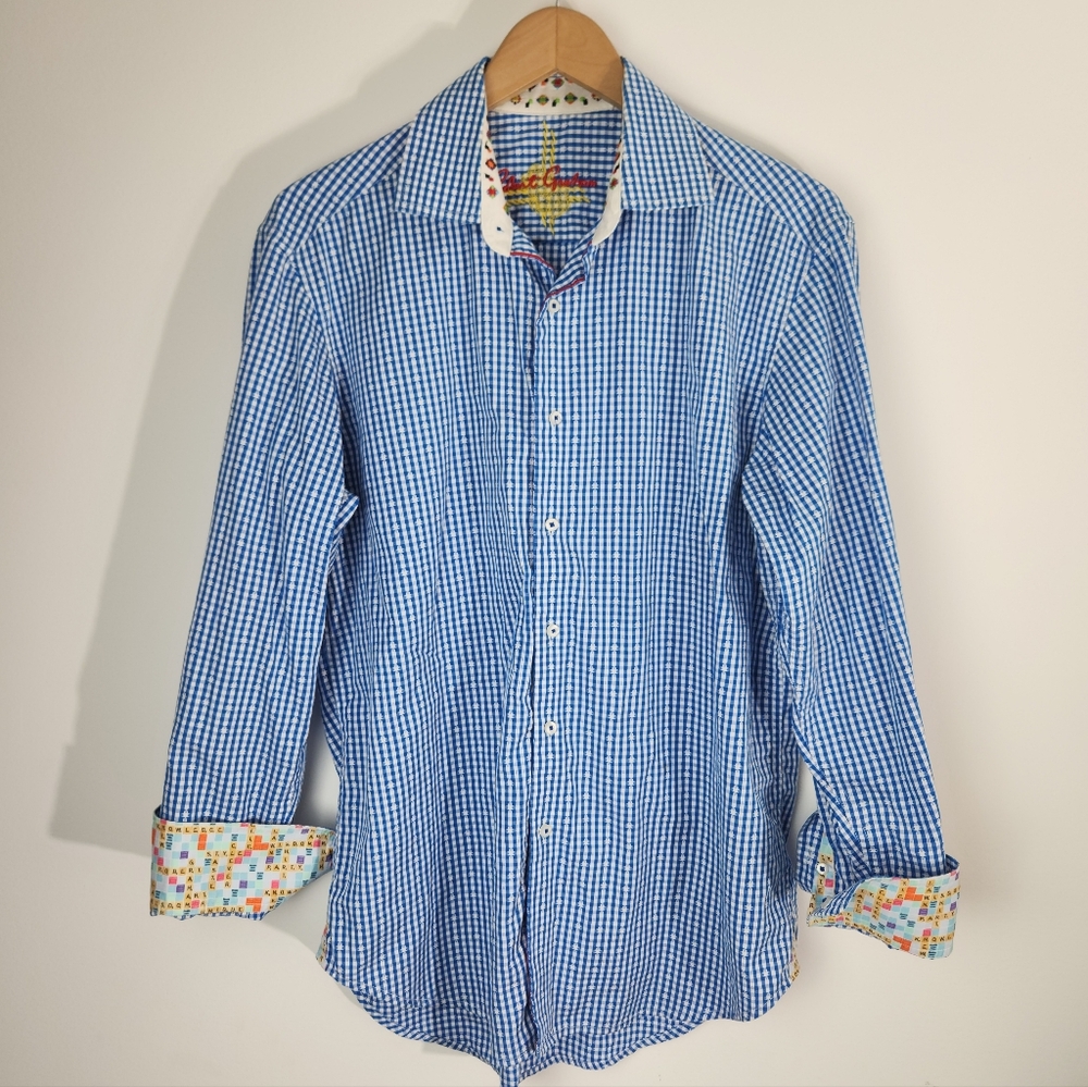 Robert Graham Blue Gingham Dress Shirt M